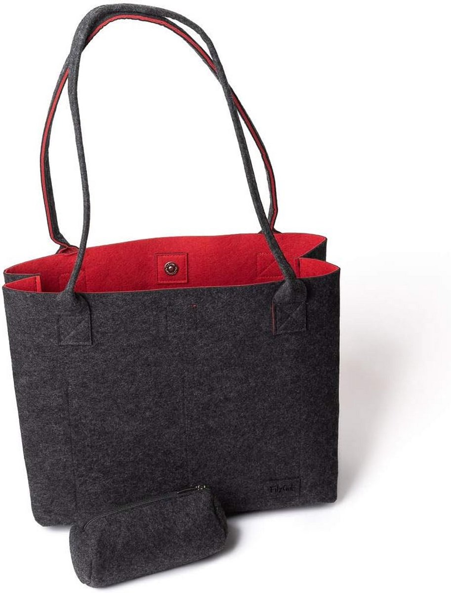 Grote Gerecyclede Vilten Boodschappentas Shopper met Lange Hengsels (15L)