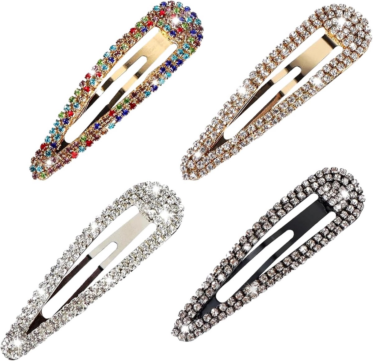 4 Stuks Luxe Strass Haarspelden Set met Kristallen voor Dames en Meisjes