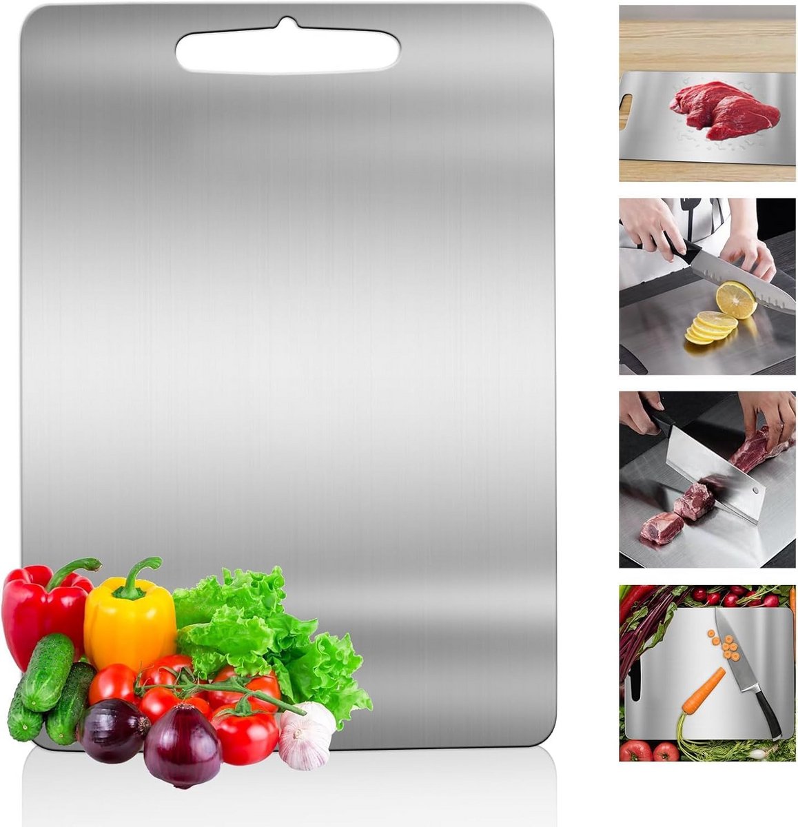 Grote RVS Snijplank voor Vlees, Groenten en Fruit (39x28 cm)