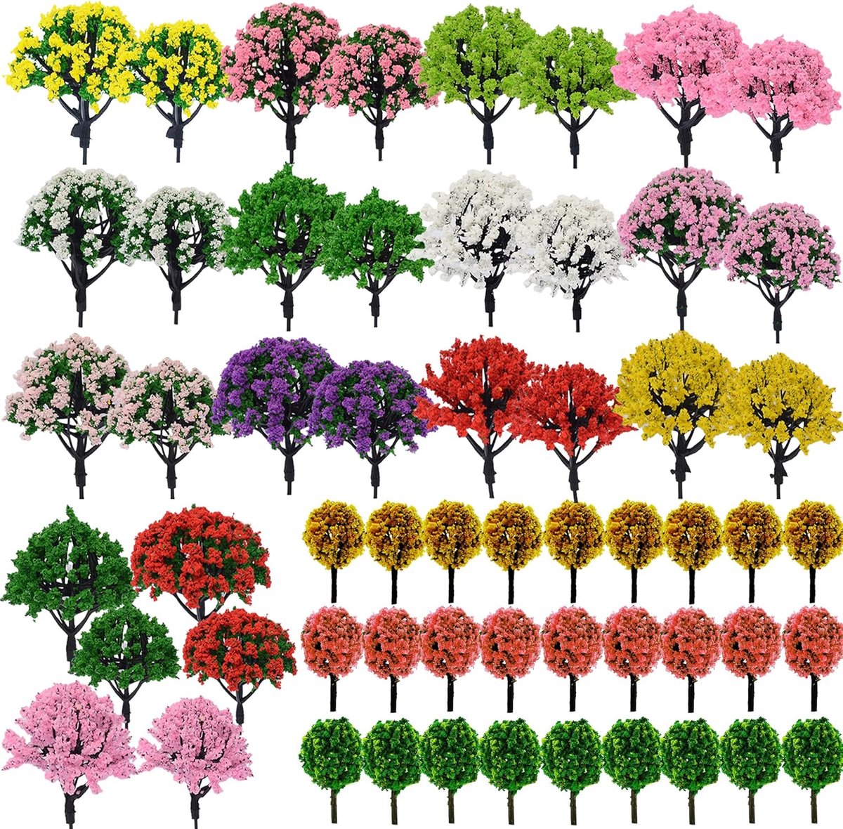 60PCS Miniature Trees Mixed Model Trees - Mixed Colors Accessories - Model Train Landscape Architecture - Fake Trees for Construction Model - Model Landscape without Bases for DIY Crafts