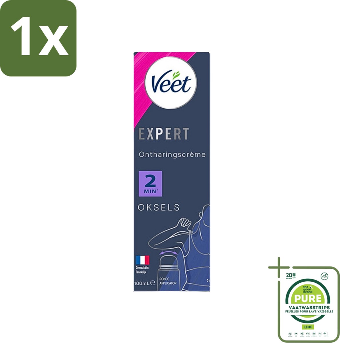 1 x Veet Expert Ontharingscrème Oksels 100 ml - Ontharingscrème - Veet - Oksels - Scheercrème - Huidverzorging
