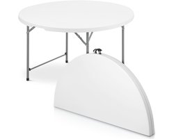 ADSafety Inklapbare Tafel Rond - Campingtafel - Klaptafel - Vouwtafel Buiten - Tuintafel - Ø 122 x H 74 CM - Wit