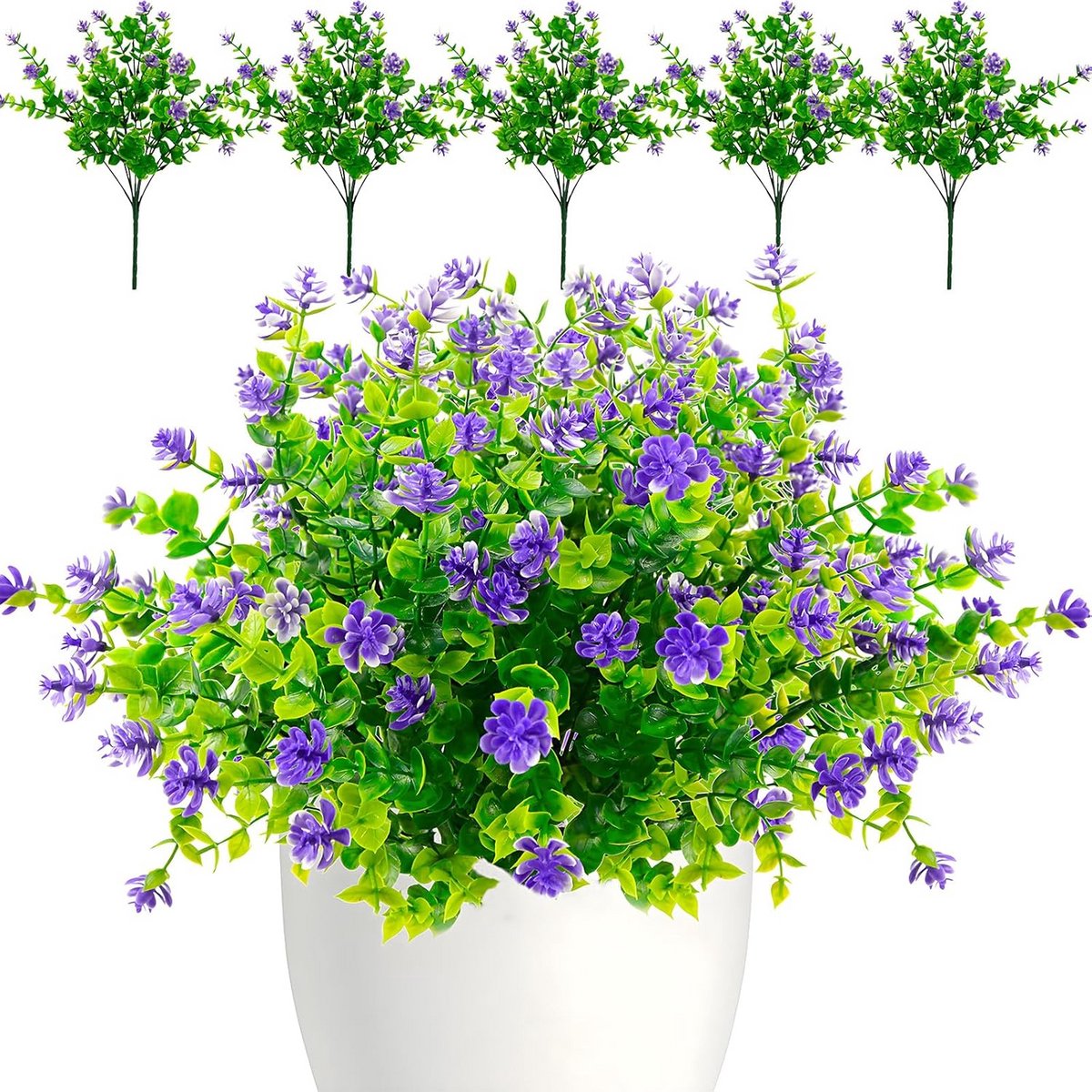5x Paarse Kunstbloemen voor Buiten en Binnen - UV-bestendige Nep Planten voor Balkon, Tuin