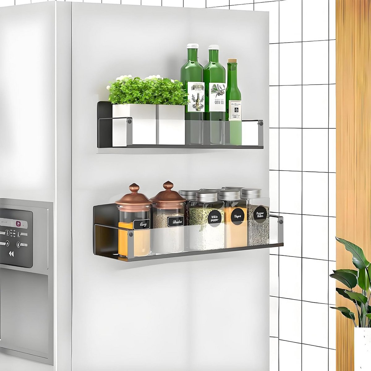 2x Magnetisch Kruidenrek voor Koelkast - Transparante Magneet Plank voor Keuken Opslag en Organisatie