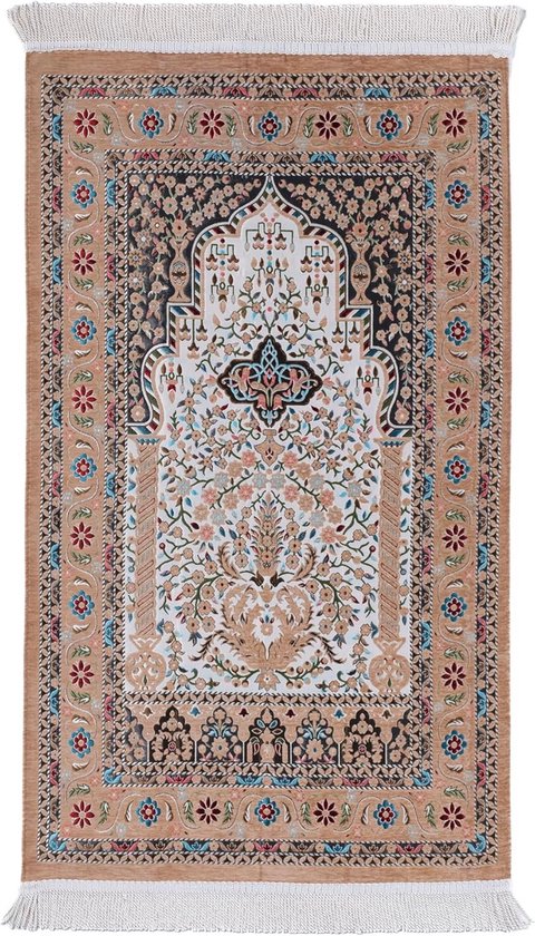AL-WARDA Seccade Gebedstapijt van pluche, ongelooflijk zacht en aangenaam, gebedstapijt gevoerd, islamitische geschenken, praymat, maximaal gebedscomfort (antracietgrijs, 120 x 80 cm, XL
