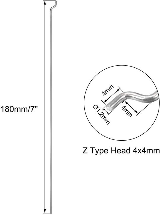 20x Stalen Z-Stangen 1.2mm x 180mm: Trek en Drukstangen voor RC Auto, Boot en Vliegtuig Onderdelen — afbeelding 3