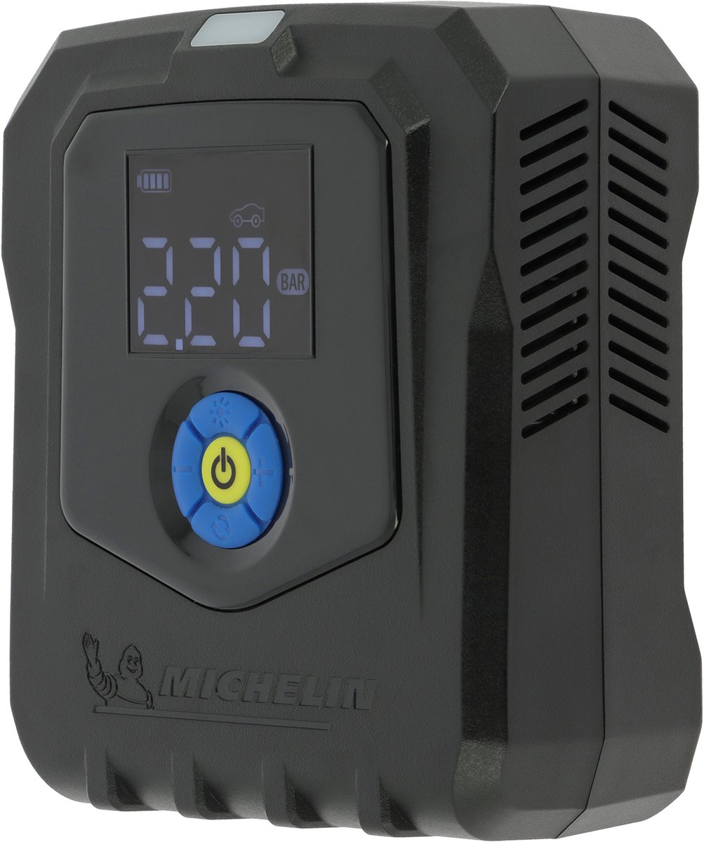 Michelin Elektrische Oplaadbare Bandenpomp - Draadloze compressor - Instelbaar op gewenste druk - Tot 10 bar - met LED-licht - Voor autobanden, fietsbanden, sportballen & opblaasartikelen