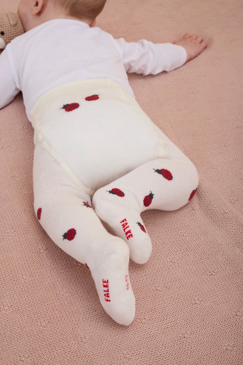 Babys Cute Ladybug dun gedessineerd katoen panty baby off-white - maat 2040