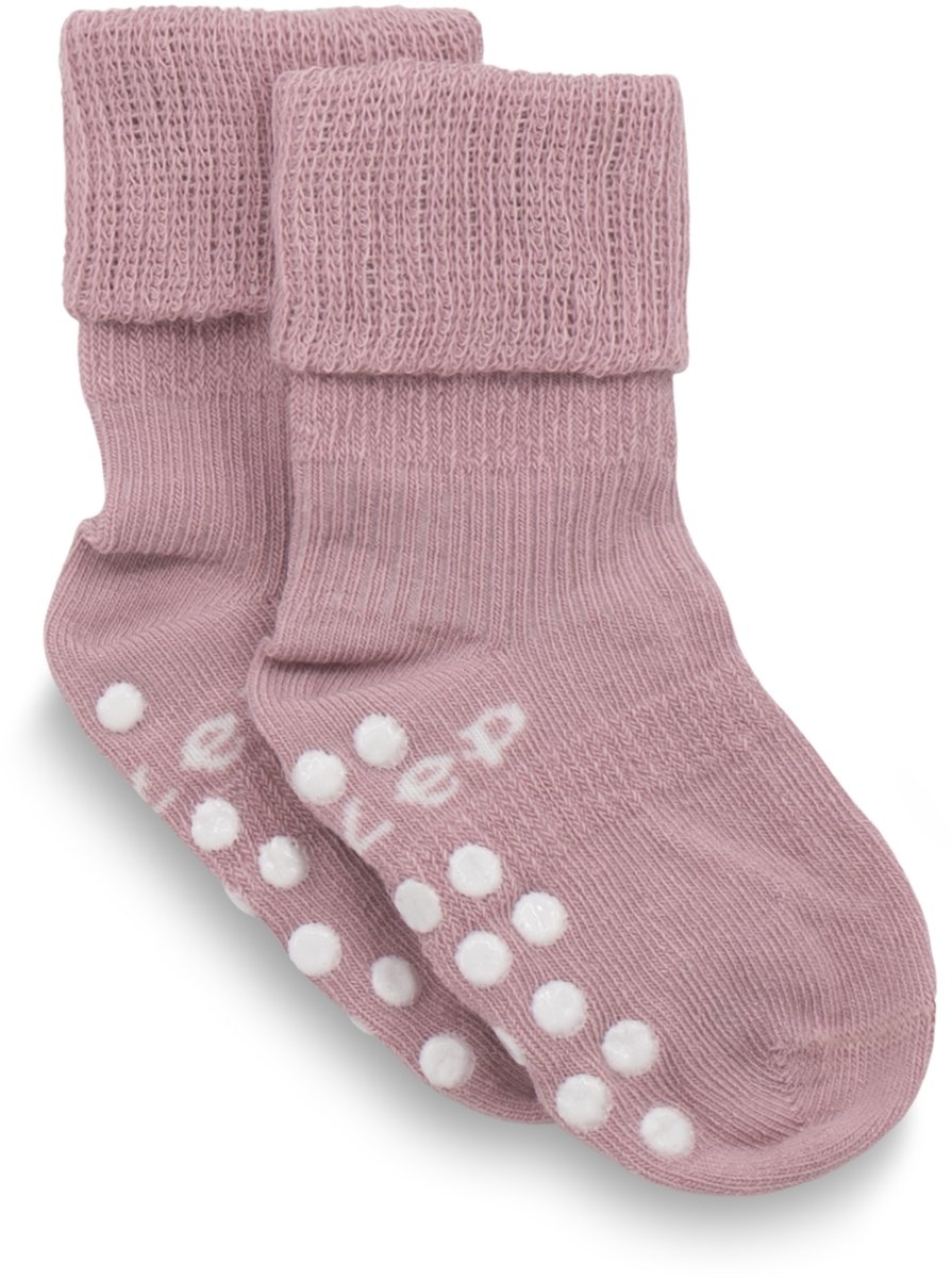 KipKep Blijf-Sokken Antislip - Mauve - baby sokken antislipzool - 12-18 maanden, dreumes - zakken niet af - stay-on-socks - schoenmaat 19-22