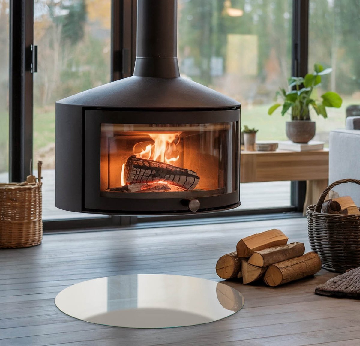 Coloray Vloerplaat Houtkachel - Vloerplaat voor Houtkachel - 50 cm x 50 cm - Vloerplaat Open Haard - Romig Vloerplaat Kachel - Plaat Kachel - Plaat voor Onder Kachel - Kachel Vloerplaat - Onderplaat