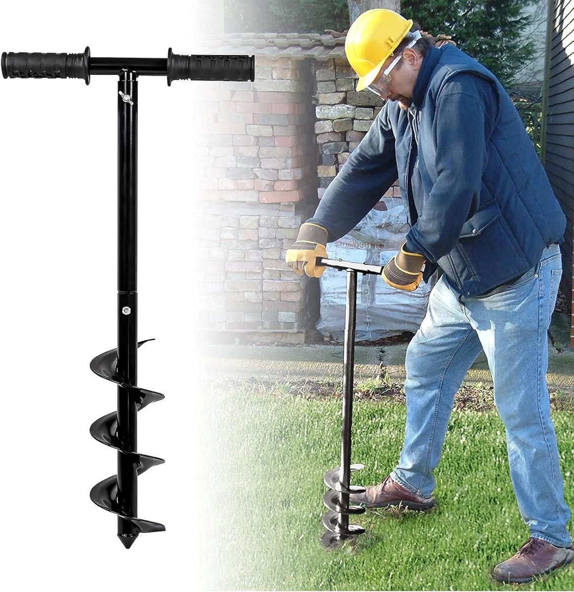 Provento - Handmatige spiraalboor met handvat voor tuinieren - Gaten maken voor planten - Tuingereedschap met handschoenen