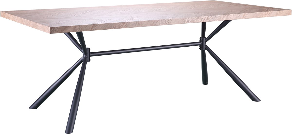 Notio Living Eettafel 200x100 cm 8 plaatsen in visgraatmotief eikenlook Bruin