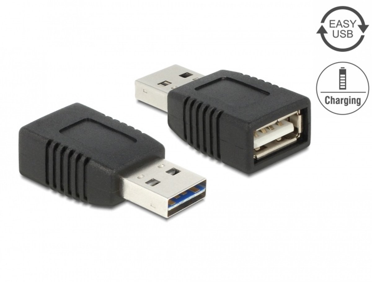 Delock Adapter EASY-USB 2.0-A male to USB 2.0-A female charging only