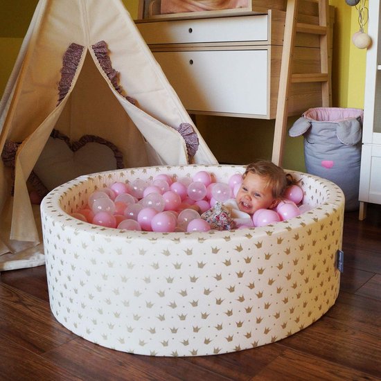 KiddyMoon Ballenbak Ballen 7cm 200 Stuks - BPA-vrij Speelballen - Ballenbad kinderballen - Pastelbeige Wit Goud van KiddyMoon — afbeelding 3