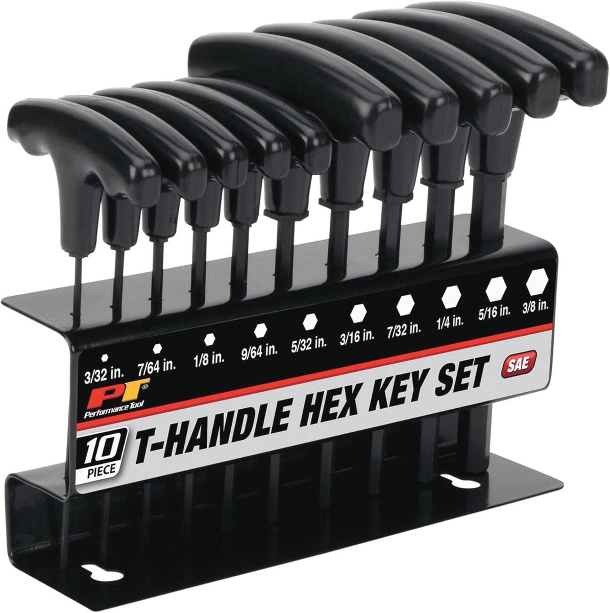 T-handvat inbussleutel set 10-delig - Zwart