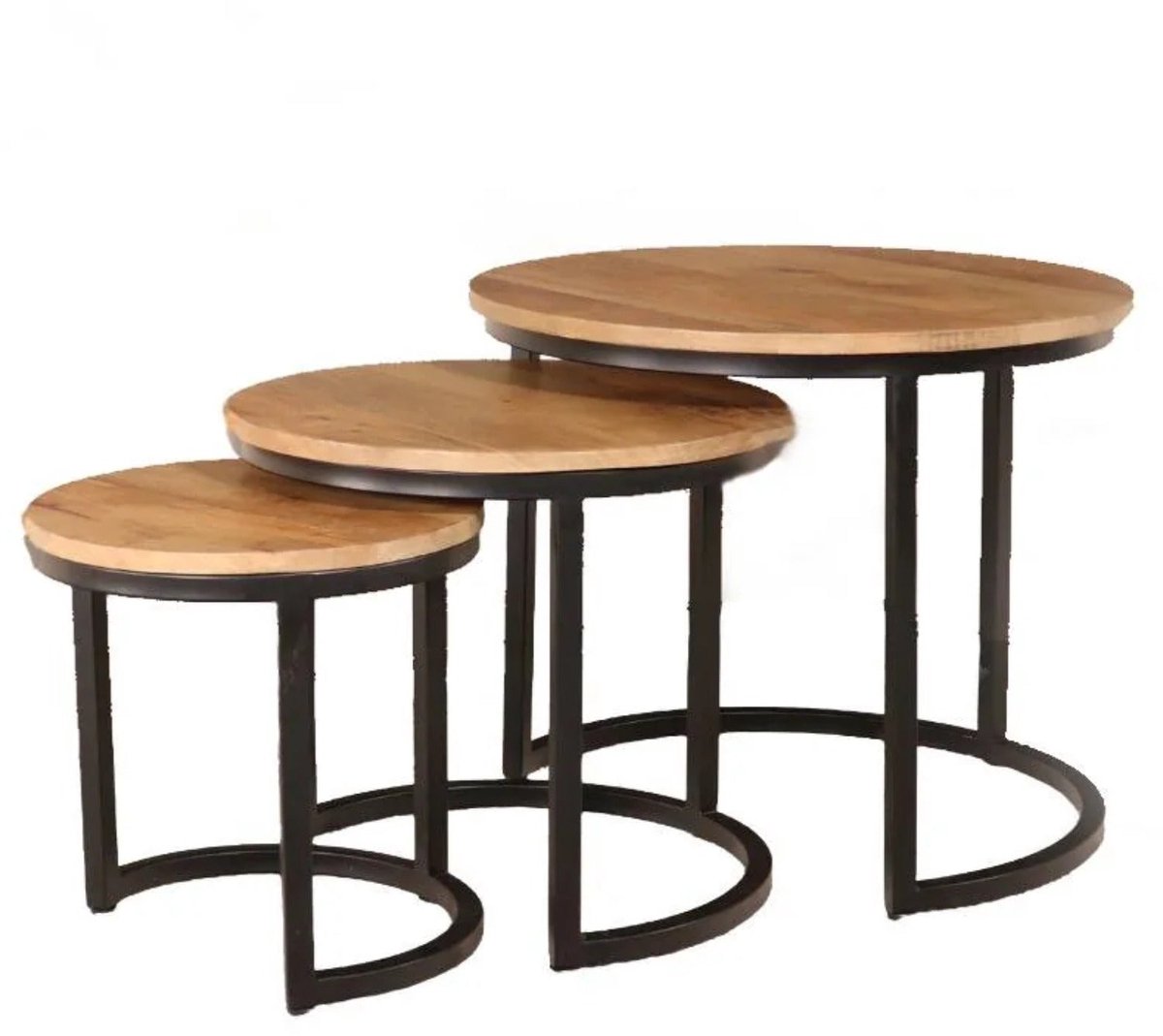 Lizzely Garden & Living Salontafel 3delig mangohout Jaell lichtbruin industrieel duurzaam massief hout massief hout mango