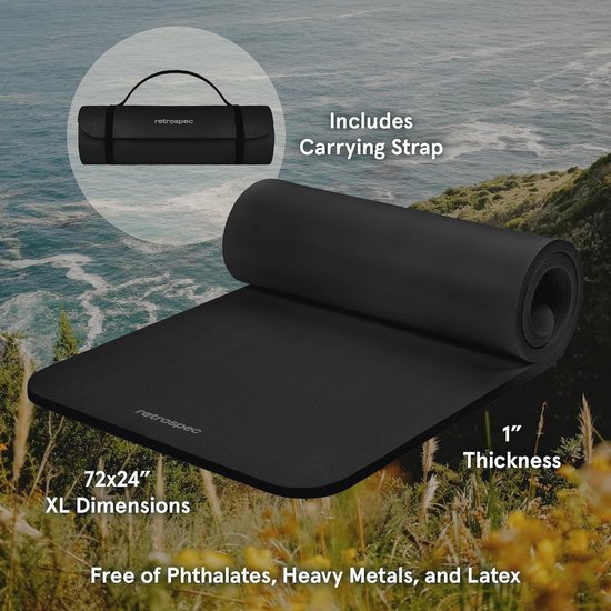 Dikke Antislip Yogamat voor Yoga en Training - 2,5 cm Dik met Nylon Riem - Ondersteuning en Comfort — afbeelding 4