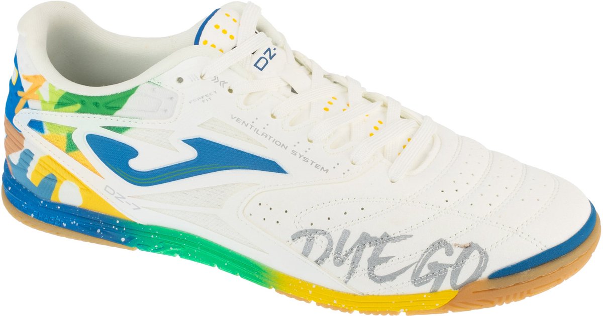 Witte Joma DZ-7 indoorschoenen voor mannen, maat 44, met kleurrijke details en synthetisch leder.