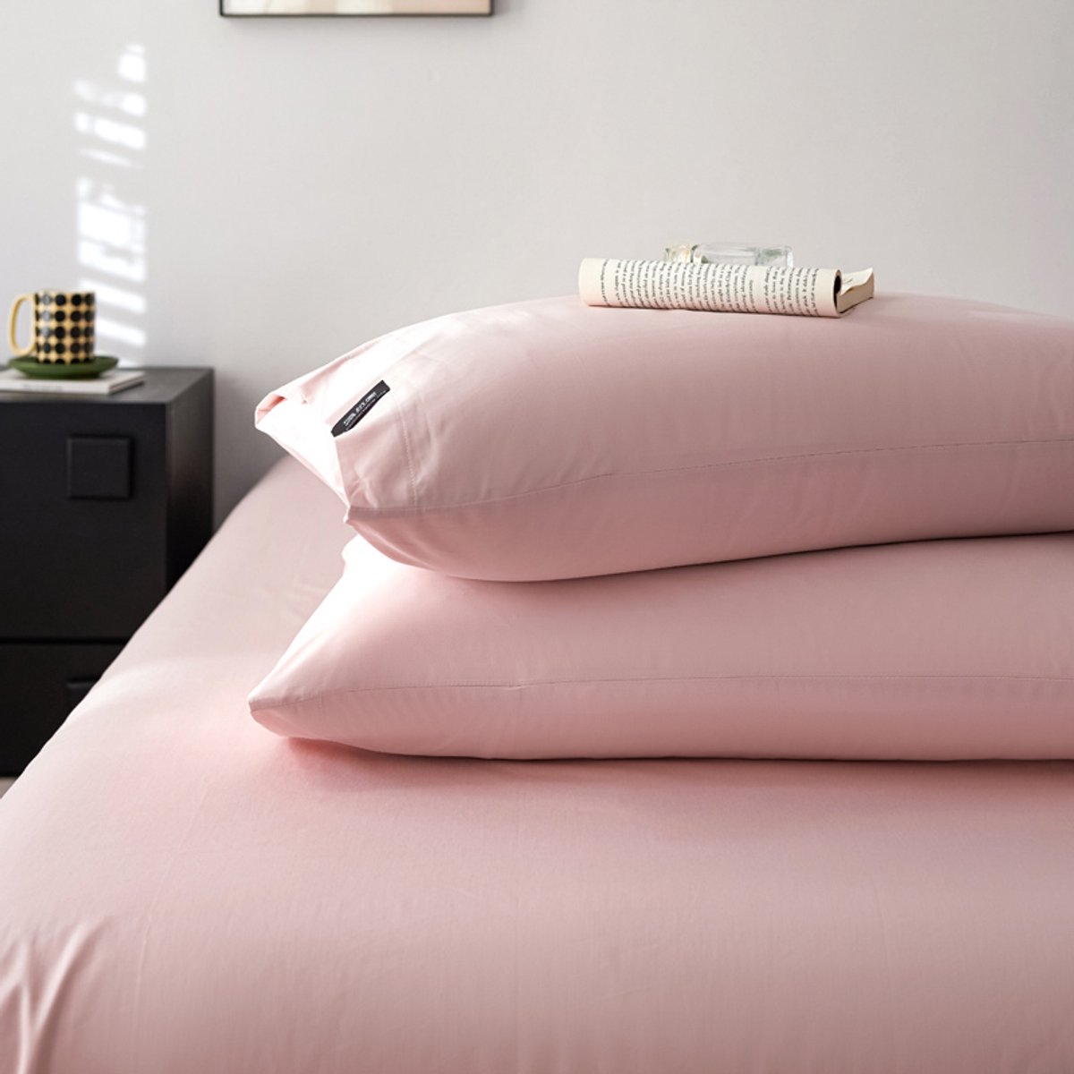 Hoeslaken Set 3-delig – Hoeslaken (180×200×30cm) + 2 Kussenslopen(48x74cm) – Peach Fuzz – 100% Katoen S100 – Ademend & Antibacterieel-LichtRose