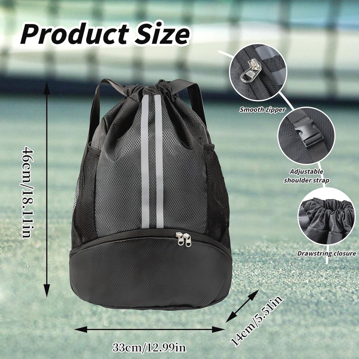 Waterdichte nylon sporttas met verstelbare schouderbanden en schoenenvak - perfecte gymtas voor heren, dames en kinderen