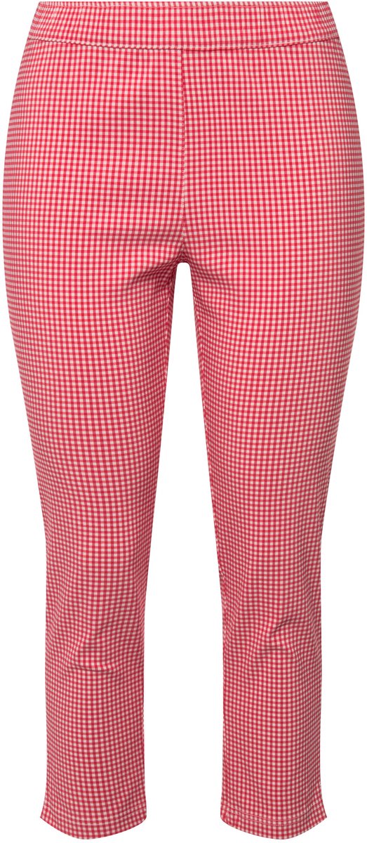 Ulla Popken - Dames - 7/8-bengalin broek Sienna vichyruit zeer elastisch - Roze - Maat 62