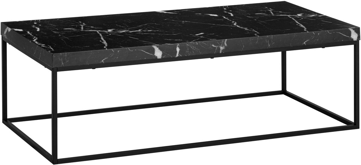 Salontafel 120x60x38 cm Zwarte salontafel in marmerlook Modern, Design Woonkamertafel Rechthoekig, Lounge salontafel, Salontafel Metalen poten Groot