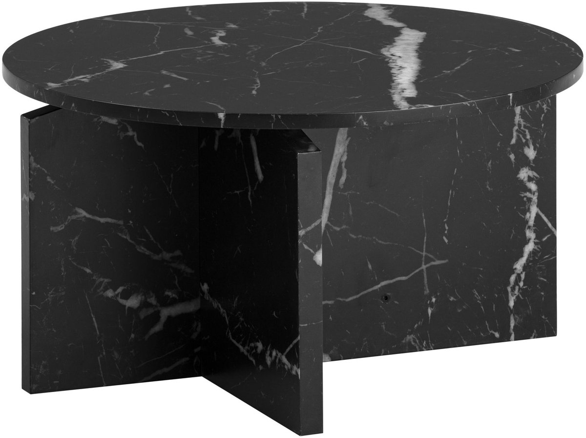 salontafel 60x60x33 cm zwarte salontafel in marmerlook modern, design woonkamertafel rond, loungebanktafel, salontafel bijzettafel klein