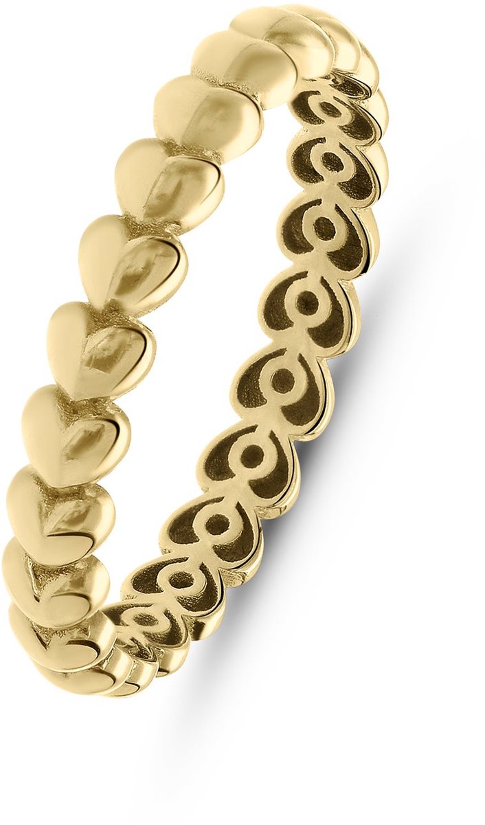 Lucardi Dames 14 karaat gouden ring hartschakel - Ring - 14 Karaat Goud - Goud - 15.50 / 49 mm