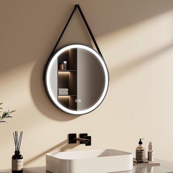 meihe® Badkamerspiegel, Makeup Spiegel met Ledverlichting voor Badkamer, Wandlicht, Verlichting, Condensvrij, Model Koudwit, 60 x 80 cm