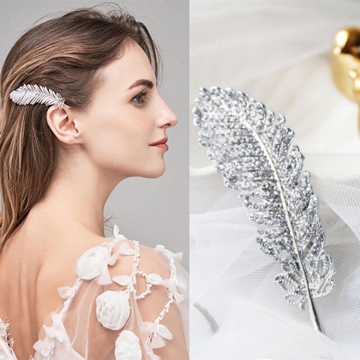 Elegante Haarspelden Bruid Bruiloft Zilver Kristal Strass Haaraccessoires Vrouwen Meisjes