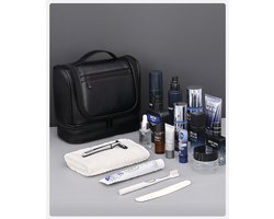Toilettas, Toilettas Heren, Toilettas Mannen, Kunstleer Toilettas, Luxe Toilettas, Reistas, Toilettas Ophangbaar,Toilettas Man, Toilettas, Travel Bag, Travel Organizer, Verjaardag, Vaderdag, Valentijnsdag, Cadeautje, PU/Leer, Waterdicht, ZWART