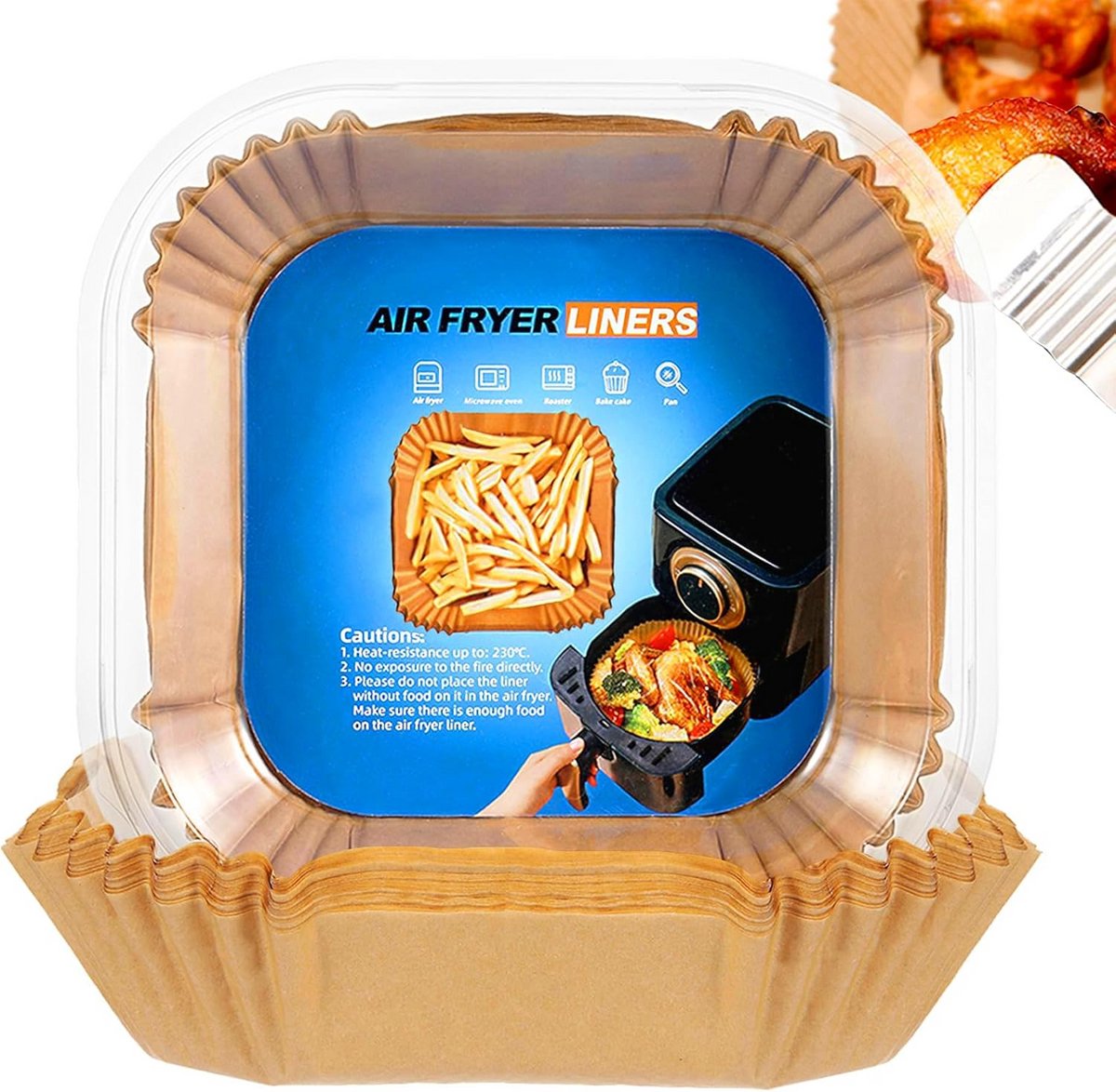 200x Wegwerp Airfryer Patat Mandjes & Bakpapier - Universele Luchtfriteuse inzet