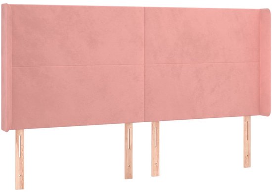 vidaXL-Boxspring-met-matras-en-LED-fluweel-roze-160x200-cm