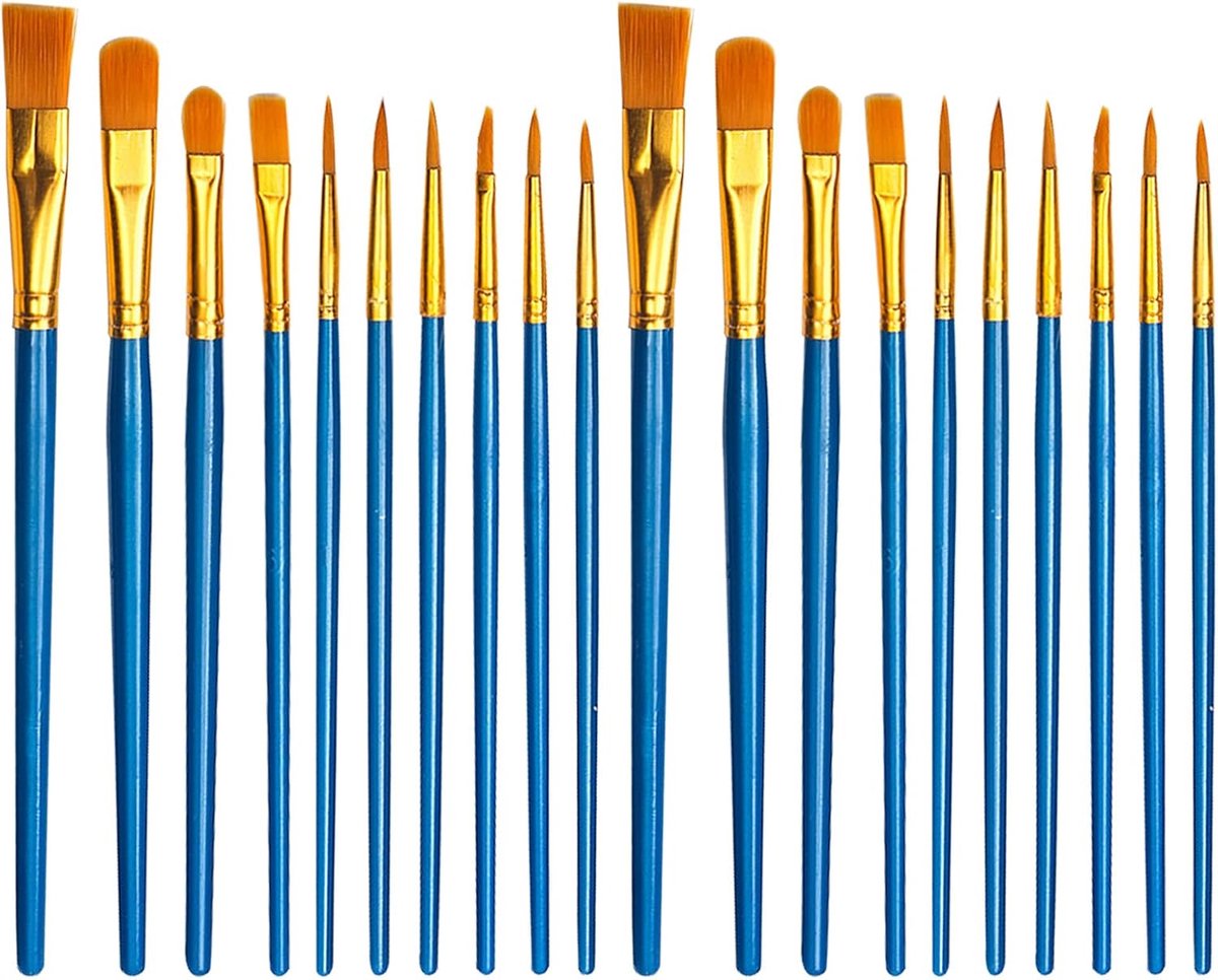 Famanu - Set van nylon penseelborstels voor verf, haarverf, nagelkunst en modeldecoratie – Blauw