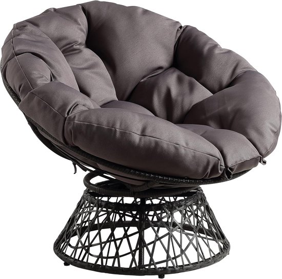Schommelstoel for buitenterras, Papasan-stoel met kussen en frame