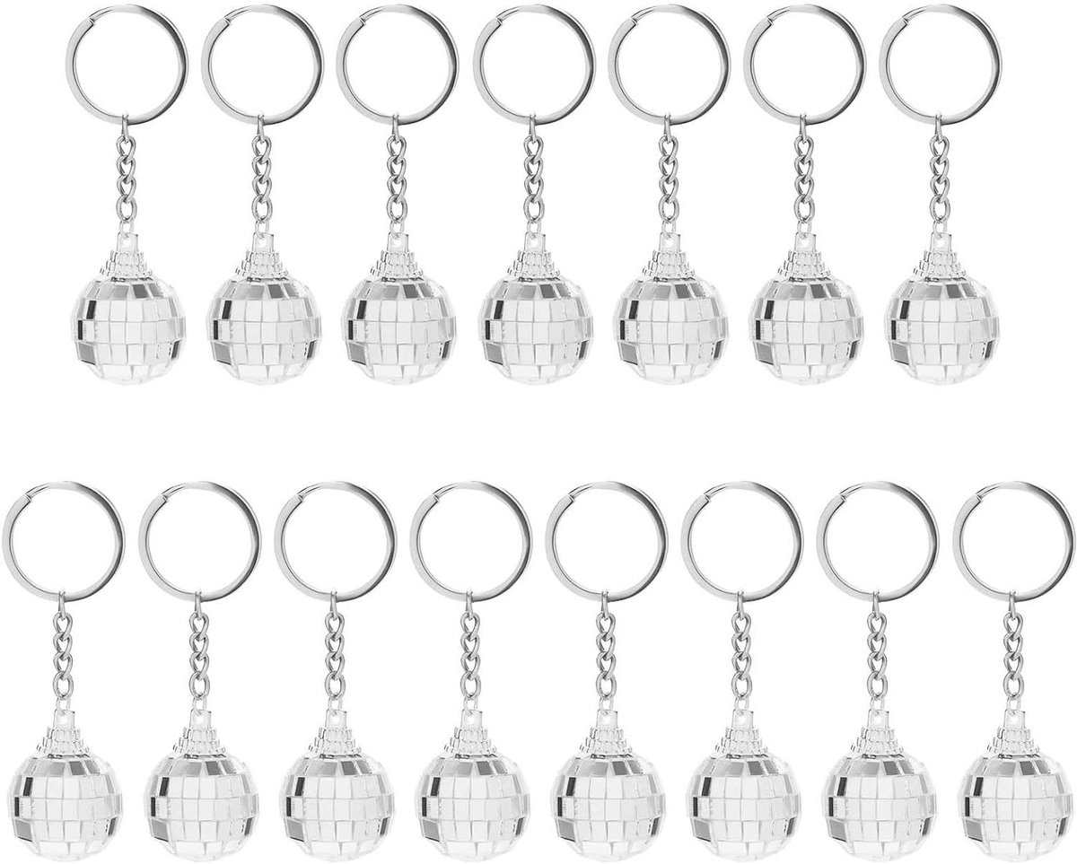 Ronte - Sleutelhangers voor Disco Feest met Mini Discobal - Set van 15 stuks
