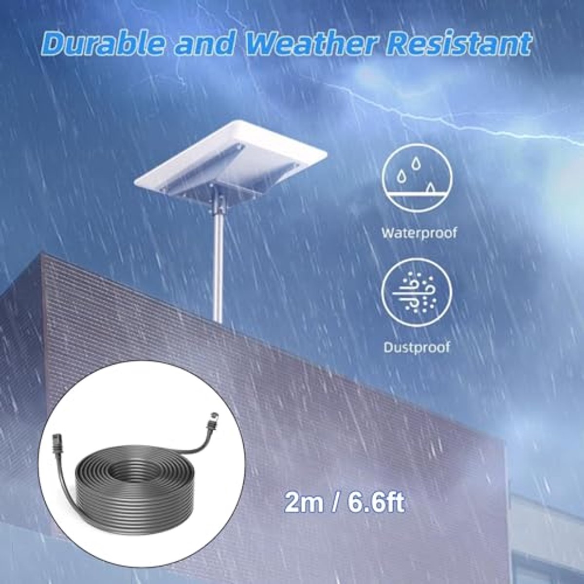 Vervangingskabel voor satellietantennes van Gen3, IP68 waterdicht, 1200 Mbps kabelverlenging, plug-and-play voor Gen3 buitenkabel (2 meter)