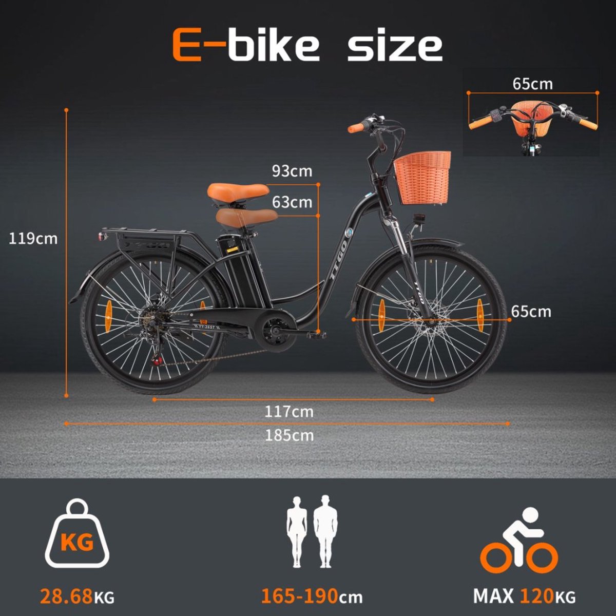 TTGO YY-26ST Elektrische Fiets - 250W Motor - 36V14.5Ah Accu - 26x1.75" Banden - Max Snelheid 25km/u - Max Bereik 60-75km - Shimano 6 Versnellingen - Zwart thumbnail 6