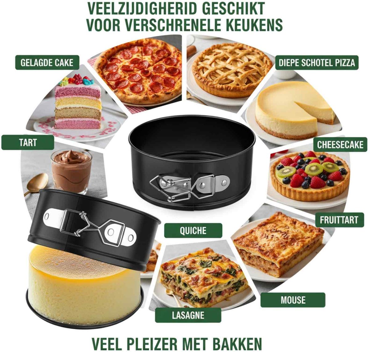 longziming Mini Springvorm Bakvorm - 10 cm - Set van 2 - Anti-aanbak - Ronde Mini TaartvormenUitneembare Bodem - Kleine Bakvormen met Platte Bodem - Voor Taarten – foto 4
