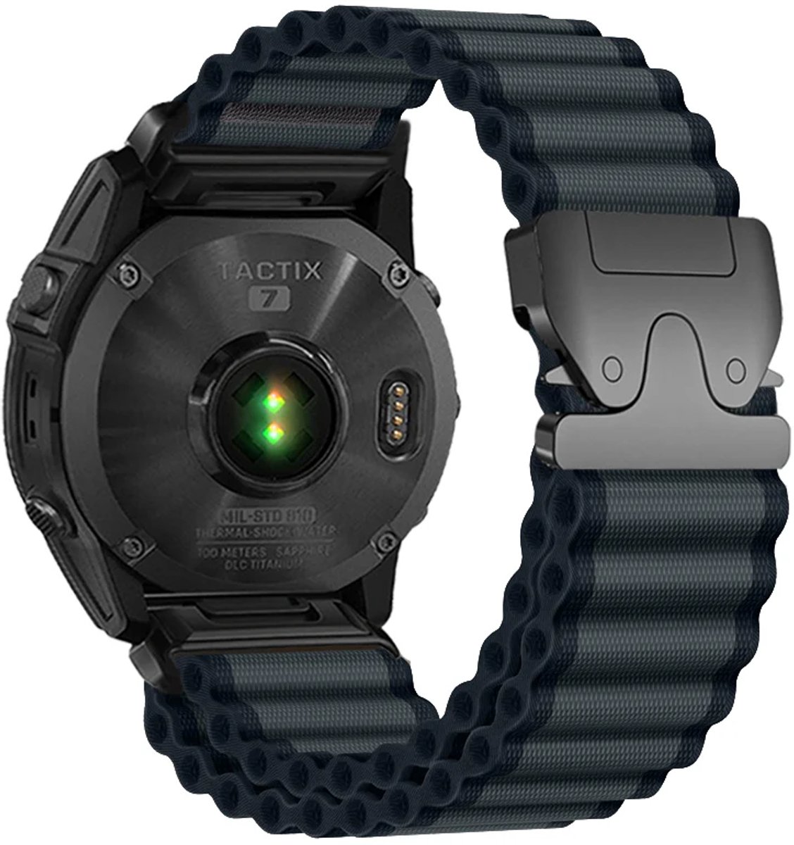 Strap-it Nylon bandje 'Outdoor' geschikt voor Garmin Fenix 8 (Pro) 51mm / Garmin Fenix 7x (Pro - Sapphire Solar) / Fenix 6x (Pro - Sapphire) / Fenix 5x (Plus) / Fenix 3 / Enduro 1-2-3 / Epix Pro / Instinct / Quatix / Tactix - Zwart