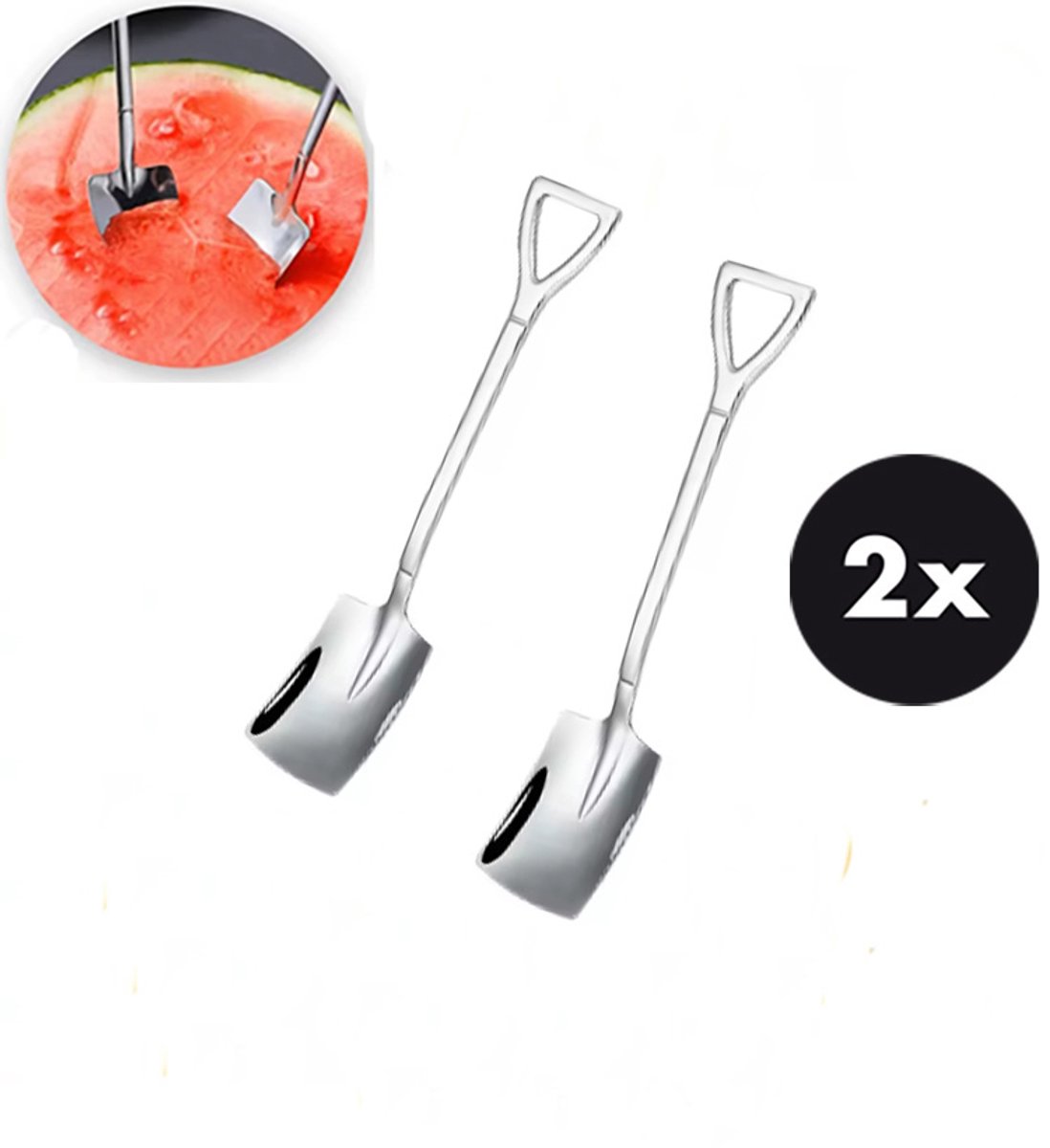 Actie4you® - Gebak Bestek - Dessert Bestek - Schep - Recht Model - Zilver – 2 Stuks