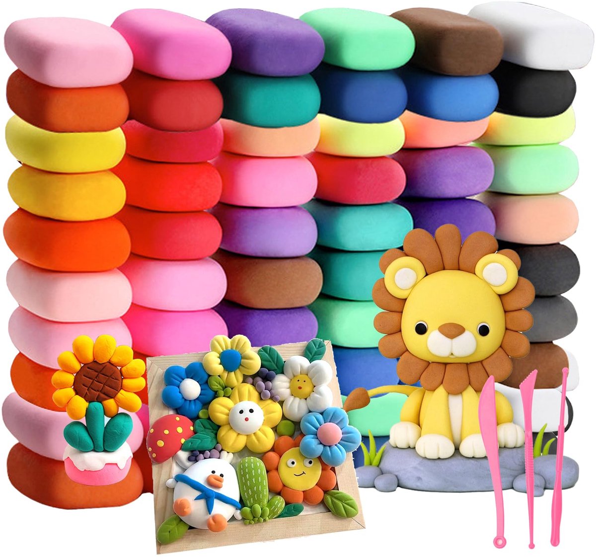 IMPERATORIS® Boetseerklei - Polymeer Klei - Een Ideaal Cadeau voor Schooljongens en Meisjes - Herbruikbaar - Uitwasbaar - 60 Kleuren