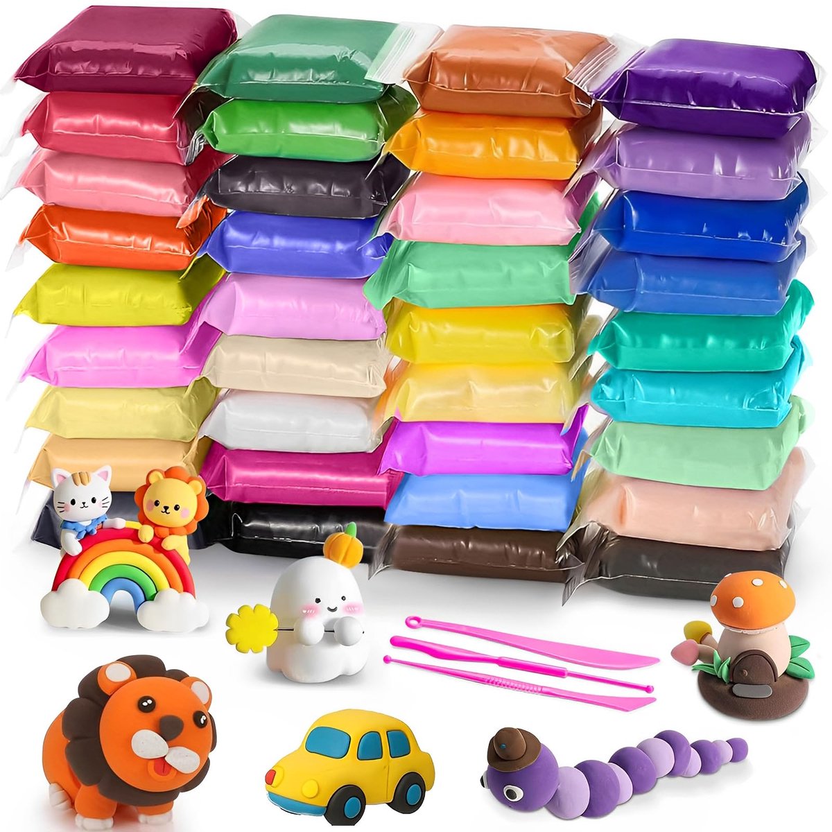 IMPERATORIS® Boetseerklei - Polymeer Klei - Een Ideaal Cadeau voor Schooljongens en Meisjes - Herbruikbaar - Uitwasbaar - 36 Kleuren