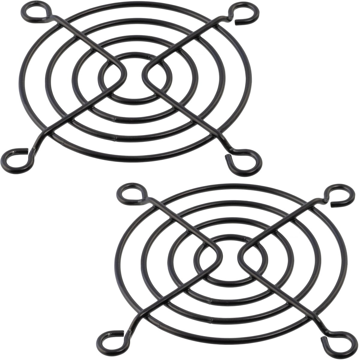 Set van 2 beschermingsroosters voor computerventilatoren 60 x 60 mm - van metaal - kleur zwart