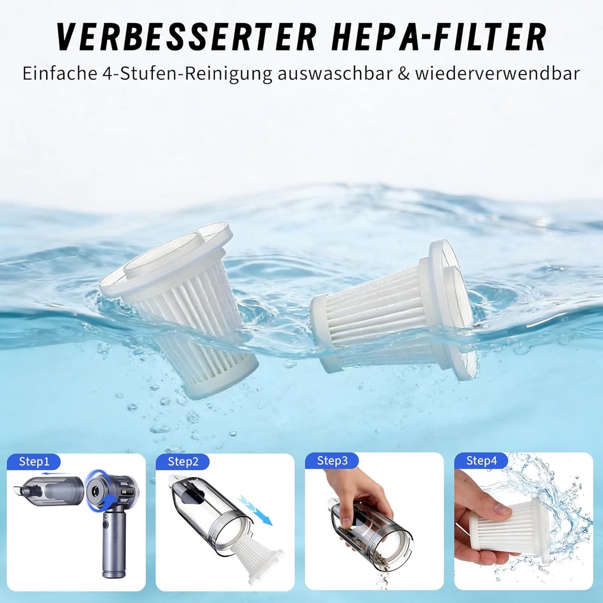 NETTLIFE Kruimelzuiger 25000Pa Draadloos 4-in-1 Grijs - afbeelding 2