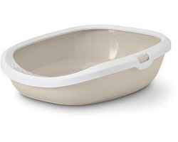 Savic Gizmo Medium Kattenbak met Rand - Kleur: Beige - Afmetingen: 44x35.5x12.5 cm