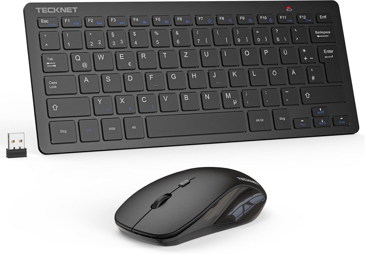 Draadloos QWERTY Mini Toetsenbord en Muis Combo - Compact en Stil - 15M Bereik