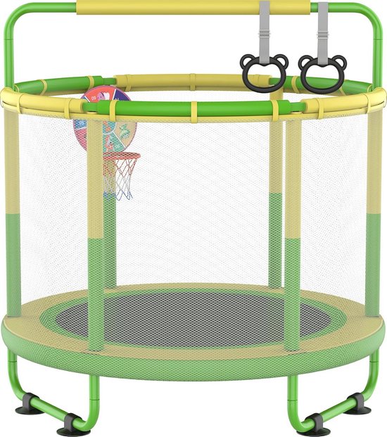 Kinderen Trampoline met Veiligheidsnet, Basket en Schommels - Indoor en Outdoor Speelgoed