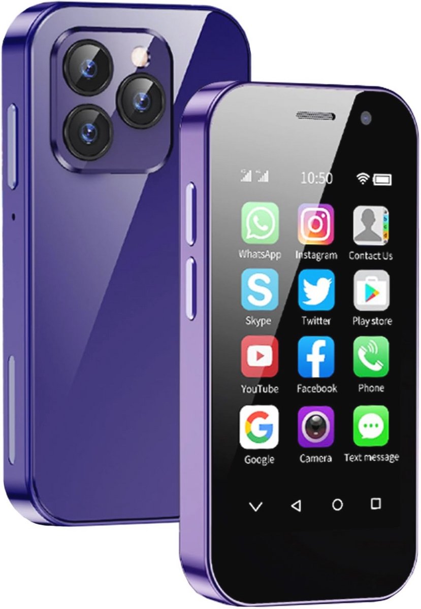 Mini-smartphone 4G met 3,0 inch scherm en dual SIM – 3 GB RAM, 32 GB opslag, 2600 mAh batterij