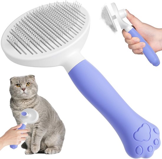 Zelfreinigende Honden- En Kattenborstel – Zachte Siliconen, Massagekralen, Voor Vachtverzorging En Losse Haren